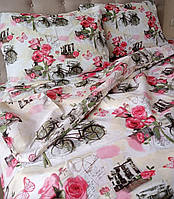 Двуспальный комплект постельного белья Цветы розы бабочки бязь голд люкс Виталина
