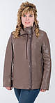 Шкіряна жіноча коричнева приталена  куртка