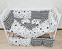 Комплект постельного белья TM Bonna "ЭКО" в детскую кроватку, +конверт-одеяло на выписку. Белый звезды/зигзаги