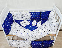 Комплект постільної білизни ТМ Bonna "ЕКО" в дитяче ліжечко, +конверт-ковдру на виписку. Темно-синій зірки