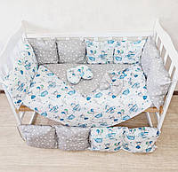 Комплект постільної білизни ТМ Bonna "ЕКО" в дитяче ліжечко, +конверт-ковдру на виписку. Сірий/зайчики