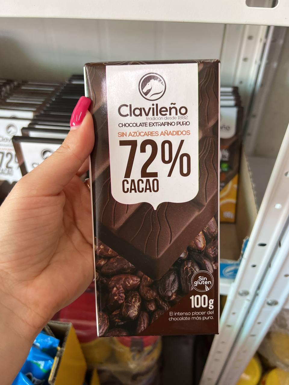 Гіркий шоколад 🍫 Clavileno "72% Cacao" 100 гр. Іспанія