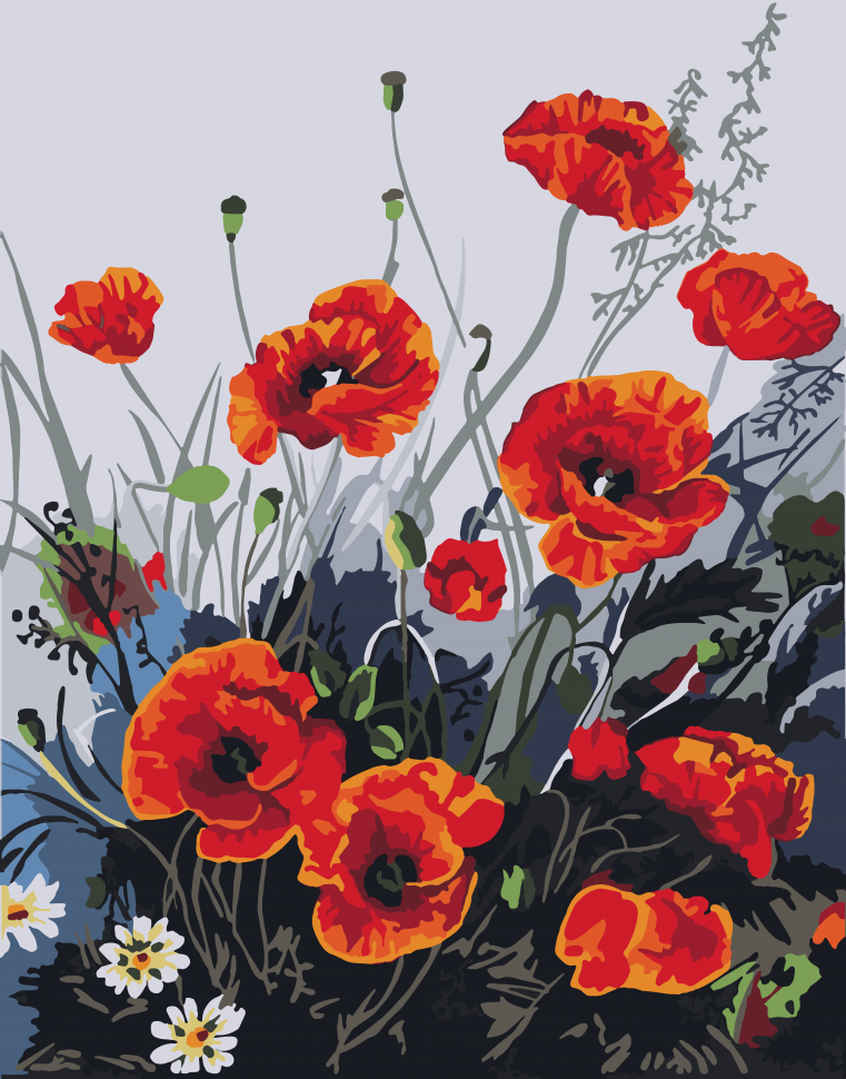 Картина за номерами "Барвисті маки" 40*50 см Art Craft набір для розпису фарби для дітей та дорослих