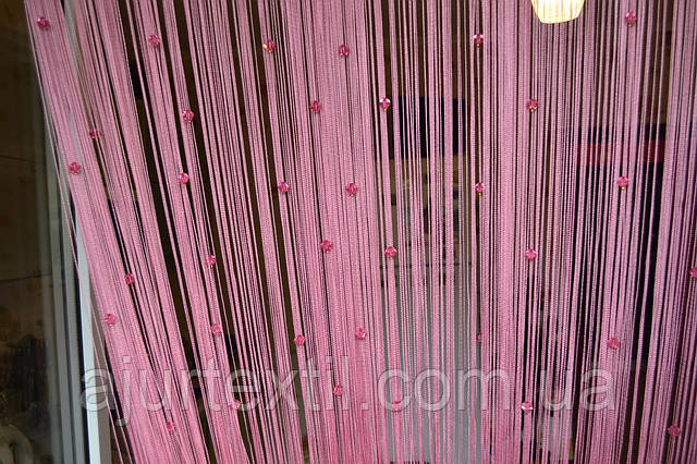 Штори нитки теракот з рожевим відтінком однотонний, фото 2