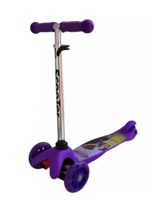 Дитячий триколісний самокат зі світними колесами Bavar Sport фіолетовий МОД 923