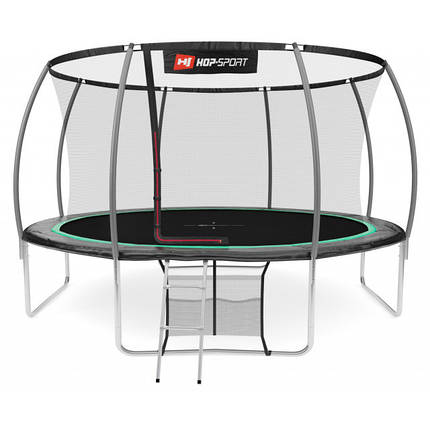 Батут Hop-Sport Premium 14ft (427cm) black/green з внутрішньою сіткою 4 ноги, фото 1