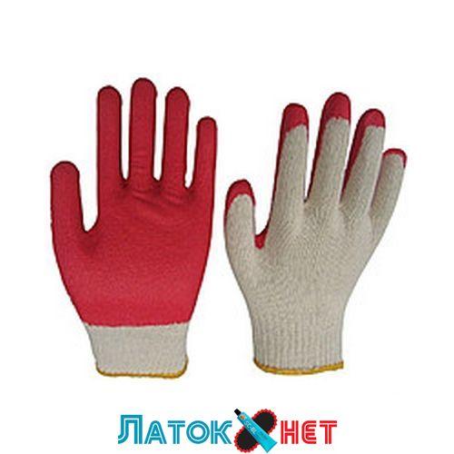 Рукавичка бавовняна трикотаж покрита латексом червона SP-0010 Intertool