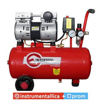 Компресор 24 л 8атм 145 л/хв 220 В PT-0022 Intertool 0.75 кВт 1.5HP малошум., безолив., 2 цил.