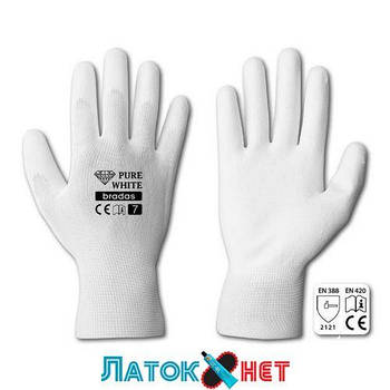 Рукавички захисні Pure White поліуретан розмір 11 RWPWH11 Bradas