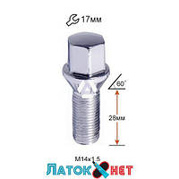 Болт колесный A174110(93728) C17D28 Cr M14X1,50X28 Хром Конус с выступом ключ 17 мм