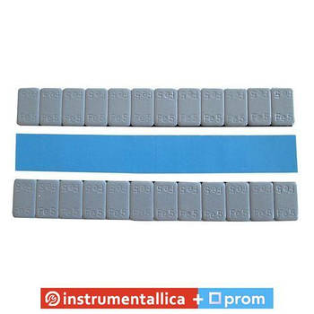 Груз клейкий сірий низький блакитна стрічка 12х5г 60 г метал глянець 100 шт./пач.