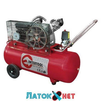 Компресор 100 л 8атм 500 л/хв 220 В PT-0014 Intertool 3 кВт 4HP 2 циліндри