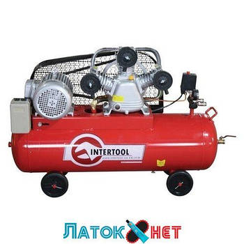 Компресор 100 л 8атм 600 л/хв 380 В PT-0036 Intertool 4 кВт 5HP 3 циліндри