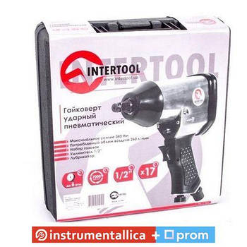 Гайковерт пневматичний 1/2 345 Нм 7000об/хв PT-1101 Intertool у валізі + набір головок 17ед