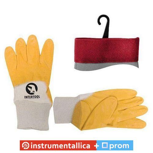 Рукавичка бавовняна трикотаж покрита нітрилом на долоні 23 см жовта SP-0108 Intertool