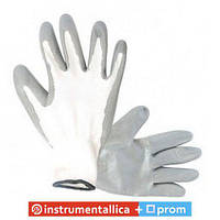 Перчатка белая вязанная синтетическая, покрытая серым нитрилом на ладони 10 SP-0112 Intertool