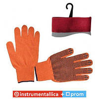 Перчатка х/б трикотаж с точечным покрытием PVC на ладони оранжевая SP-0131 Intertool