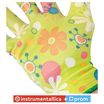 Рукавички садові з нітриловим покриттям 8 зелені SP-0163 Intertool