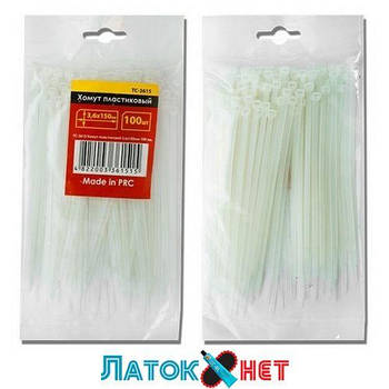Хомут пластиковий 3,6x300 мм, (100 шт./пач.), білий TC-3630 Intertool