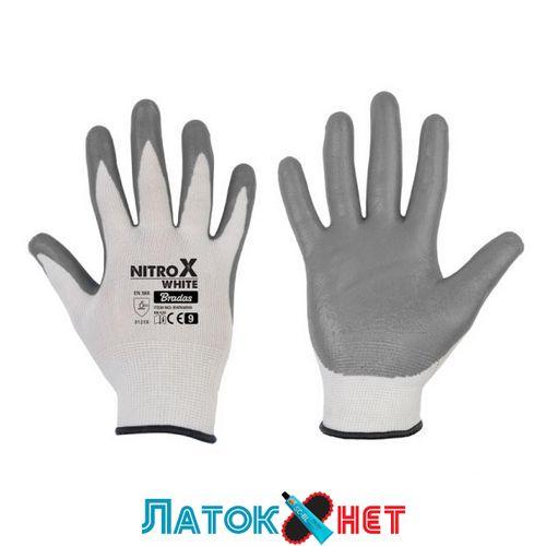 Рукавички захисні NITROX WHITE нітрил розмір 8 RWNWH8 Bradas