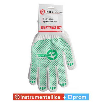 Рукавичка трикотажний колір білий із плакуванням розмір 10 SP-0126 Intertool