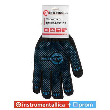 Рукавичка трикотажна з ПВХ точкою колір чорний розмір 10 SP-0129 Intertool