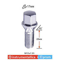 Болт колесный A175110(93728) C17A28 Cr M12X1,50X28 Хром Конус с выступом ключ 17 мм