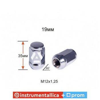 Гайка колісна A801444(13735) Cr M12X1,25 Хром висота 35 мм Конус з виступом закритий ключ 19 мм