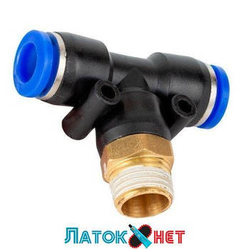 З'єднувач швидкорознімний потрійна зовнішня різь 1/4 — пластиковий шланг 10 мм SPB10-02 Airkraft