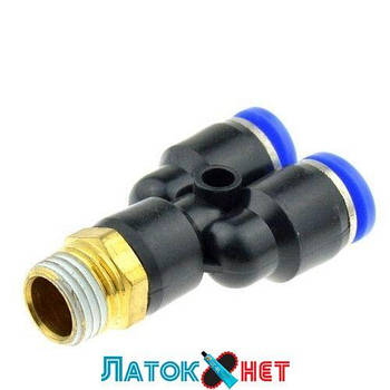 З'єднувач швидкорознімний потрійний Y-подібний зовнішня різь 1/8 — пластиковий шланг 10 мм SPX10-01 Airkraft