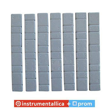 Груз клейкий сірий низький блакитна стрічка 4х10г+4х5г 60 г метал глянець 100 шт./уп