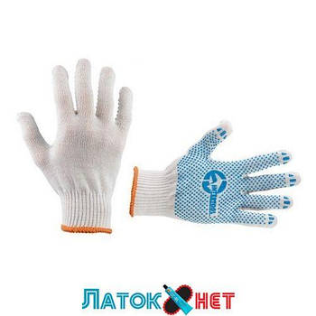 Рукавичка трикотажна з ПВХ точкою колір білий SP-0130 Intertool