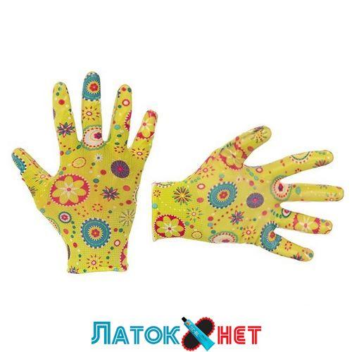 Садові рукавички з нітриловим покриттям 8 жовті SP-0165 Intertool