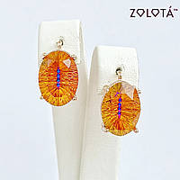 Серьги Zolota, размер 17х10 мм, кристаллы Swarovski оранжевого цвета, вес 5 г, позолота PO, ЗЛ01502 (1)
