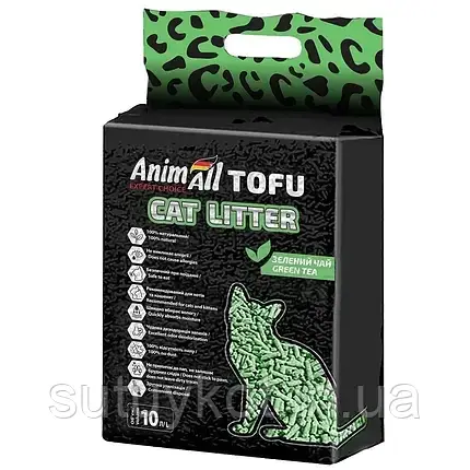 AnimAll TOFU Енімал (анімал) ТОФУ соєвий наповнювач для котів з ароматом зеленого чаю, 10 л. (4,66 кг)
