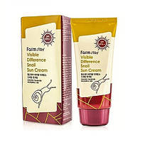 Сонцезахисний крем з равликом LA FERME (Farmstay) VISIBLE DIFFERENCE SNAIL SUN CREAM SPF50