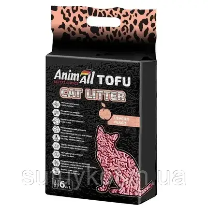 AnimAll TOFU Енімал (анімал) ТОФУ соєвий наповнювач для котів з ароматом персику, 6 л. (2,6 кг)