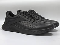 Облегченные летние кожаные мужские кроссовки обувь больших размеров Rosso Avangard DolGa Run All Black Perf BS