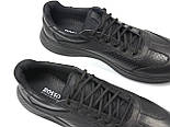 Літні полегшені шкіряні чоловічі кросівки взуття з перфорацією Rosso Avangard DolGa Run All Black Perf, фото 9