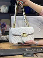 Модная женская кожаная белая сумка Gucci Гучи