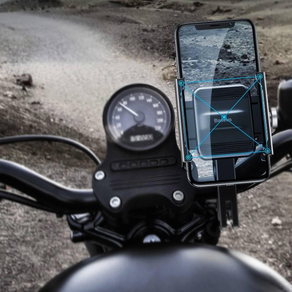Мото- Вело- держатель для телефона на руль Baseus Knight Motorcycle серебристый (PB2111Z-1) - фото 6 - id-p1292531117