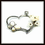 Кулон Серце з натурального перламутру зі стразами, фото 2