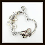 Кулон Серце з натурального перламутру зі стразами, фото 4