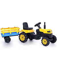 Детский трактор на педалях (2005) с прицепом желтый