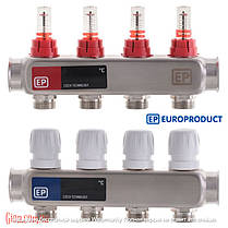 Колекторний блок із розxодомірами EUROPRODUCT 1"x4, фото 3