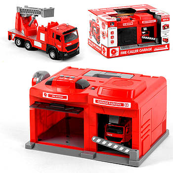 Ігровий набір гараж для машинок «Пожежна» (2 види, рація, світло, звук) CLM-551 Червоний