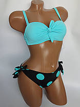 ОПТ Купальник в горошок Z.Five 86011 36-44 блакитний на 42 44 46 48 50 52 розмір, фото 5