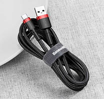 Гарний кабель для зарядки смартфона тайп си Baseus USB For Type-C 3A 1m (red/black)