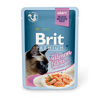 Влажный корм для стерилизованных котов пауч филе лосося в соусе Brit Premium Cat pouch 85 г