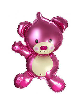 Фольгована кулька міні фігура Ведмедик Тедді 41х25см (16") | Рожевий, фото 1